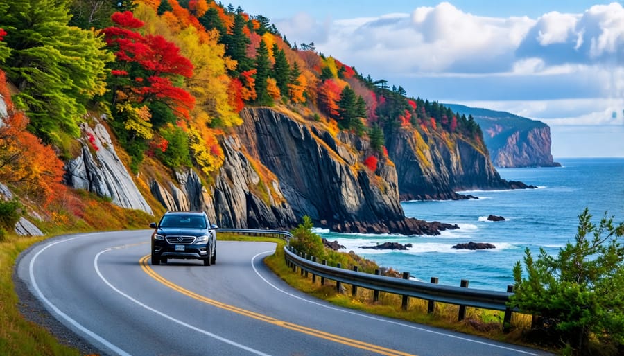 Oceanic views and cliffs along the Cabot Trail in Canada