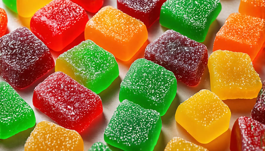 Assortment of colorful THC gummies suitable for travel